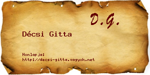 Décsi Gitta névjegykártya